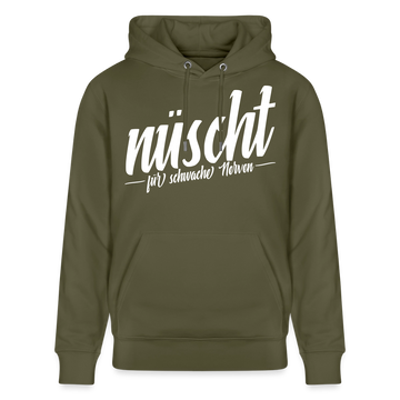 NÜSCHT FÜR SCHWACHE NERVEN-Unisex Bio-Hoodie mit Berliner Schnauze - Khaki Grün