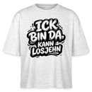 ICK BIN DA, KANN LOSJEHN-Frauen Boxy Bio-T-Shirt mit Berliner Schnauze - Weiß meliert