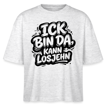 ICK BIN DA, KANN LOSJEHN-Frauen Boxy Bio-T-Shirt mit Berliner Schnauze - Weiß meliert