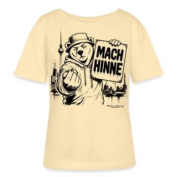 Berlin T-Shirt „MACH HINNE“ – Relaxed Rundhals Frauen Bio-T-Shirt - Creme
