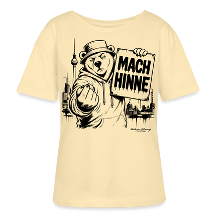 Berlin T-Shirt „MACH HINNE“ – Relaxed Rundhals Frauen Bio-T-Shirt - Creme