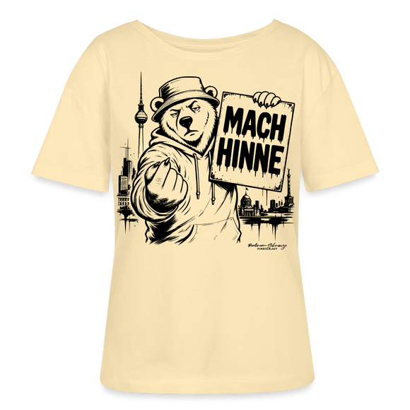 Berlin T-Shirt „MACH HINNE“ – Relaxed Rundhals Frauen Bio-T-Shirt - Creme