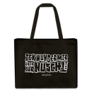 Berliner Spruch-ICK WUNDER MIR ÜBER JAR NÜSCHT MEHR-Einkaufstasche - weiss gerahmte Blockschrift auf Schwarzem Stoff.