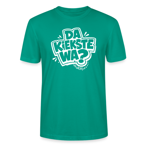 Berlin Shirt mit Spruch- DA KIEKSTE WA?-Unisex T-Shirt Bio - Blaugrün