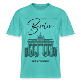 BERLIN Souvenir-Relaxed Fit Unisex Bio-T-Shirt - Poolblau