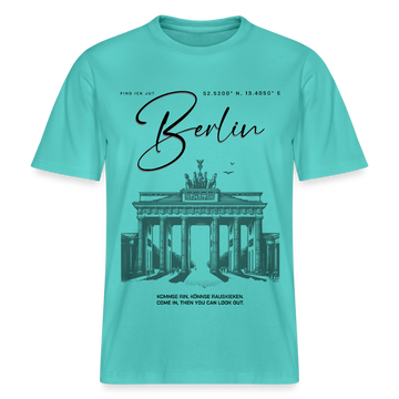 BERLIN Souvenir-Relaxed Fit Unisex Bio-T-Shirt - Poolblau