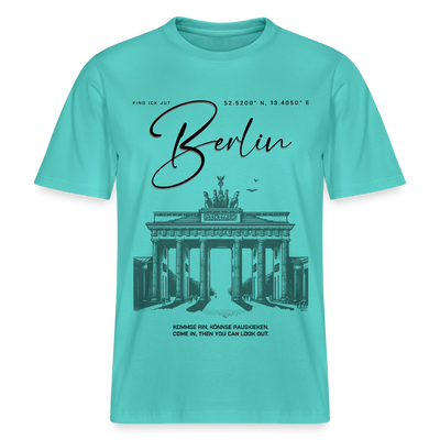 BERLIN Souvenir-Relaxed Fit Unisex Bio-T-Shirt - Poolblau