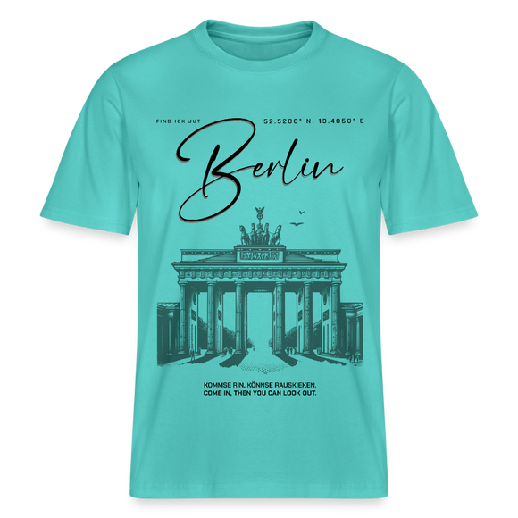BERLIN Souvenir-Relaxed Fit Unisex Bio-T-Shirt - Poolblau
