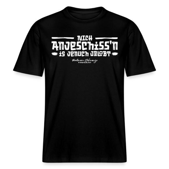 Berliner Spuch-Berliner Lob-BrustprinT-nich anjeschissn is jenuch jelobt-RELAXED FIT Unisex Organic T-Shirt - Schwarz