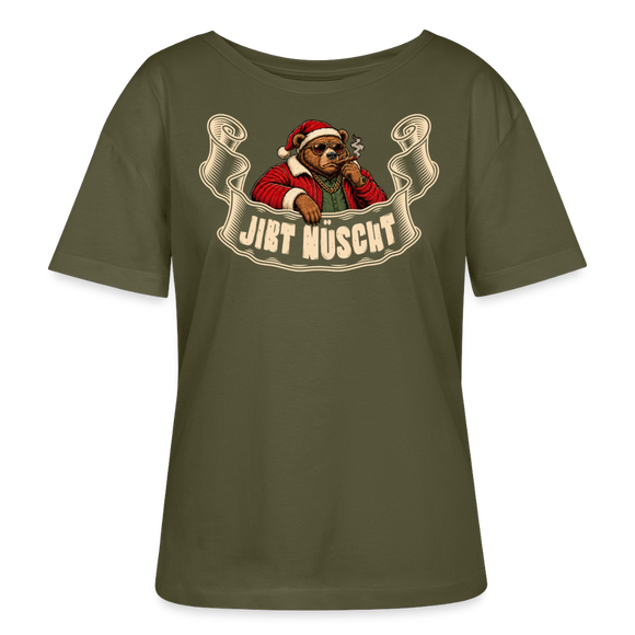 JIBT NÜSCHT-Anti-Geschenke-Rundhals Frauen Bio-T-Shirt - Khaki