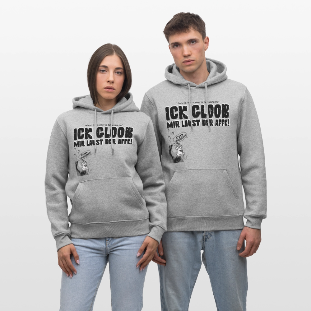 ICK GLOOB, MIR LAUST DER AFFE-Unisex Bio-Hoodie - Grau meliert