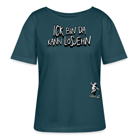 ICK BIN DA-Rundhals Frauen Bio-T-Shirt - Dunkles Petrol