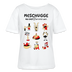 Berlin Shirt-mit schwarzem 'MESCHUGGE' Print und 9 bunten verrückten Figuren-Rundhals Frauen Bio-T-Shirt - Weiß