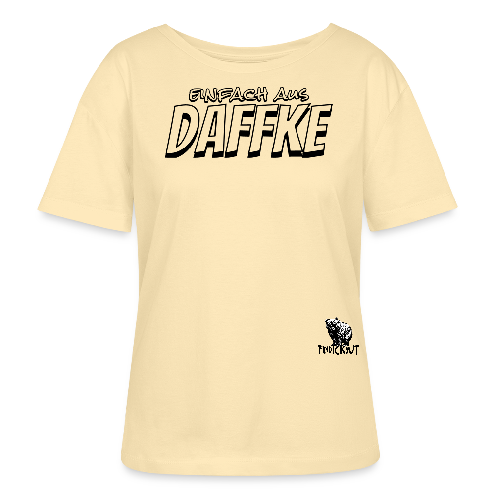 Berliner Spruch-AUS DAFFKE-Rundhals Frauen Bio-T-Shirt - Creme