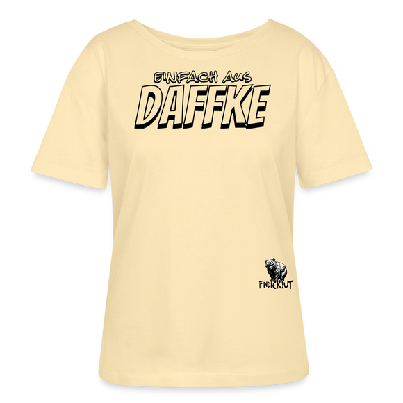 Berliner Spruch-AUS DAFFKE-Rundhals Frauen Bio-T-Shirt - Creme