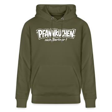 Berliner Spruch-PFANNKUCHEN NICH BERLINER-Unisex Bio-Hoodie - Khaki Grün