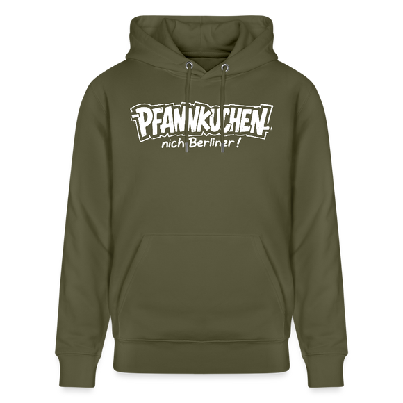 Berliner Spruch-PFANNKUCHEN NICH BERLINER-Unisex Bio-Hoodie - Khaki Grün