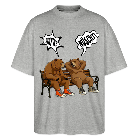 Berliner Bär Shirt mit Berliner Schnauze-WATN? NÜSCHT-Oversized Unisex Bio T-Shirt - Grau meliert
