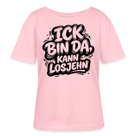 Berlin Shirt-BIN DA, KANN LOSJEHN-Rundhals Frauen Bio-T-Shirt - Hellrosa