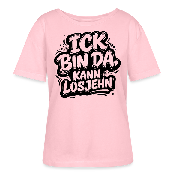Berlin Shirt-BIN DA, KANN LOSJEHN-Rundhals Frauen Bio-T-Shirt - Hellrosa