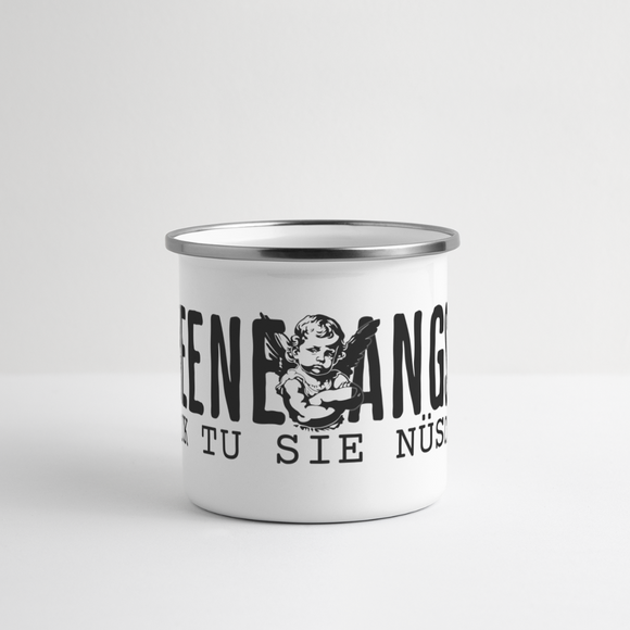 KEENE ANGST ICK TU SIE NÜSCHT -  Emaille-Tasse - Weiß