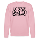 hellrosa farbener Bio Unisex Sweater mit schwarzem Letter-Print „URST SCHAU“ – berliner ostalgie & berliner schnauze Statement, reguläre Passform.
