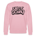 hellrosa farbener Bio Unisex Sweater mit schwarzem Letter-Print „URST SCHAU“ – berliner ostalgie & berliner schnauze Statement, reguläre Passform.