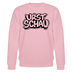 hellrosa farbener Bio Unisex Sweater mit schwarzem Letter-Print „URST SCHAU“ – berliner ostalgie & berliner schnauze Statement, reguläre Passform.