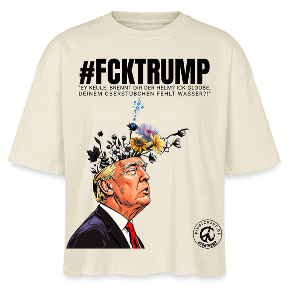 #FCKTRUMP-Frauen Boxy Bio-T-Shirt - Weißgrau