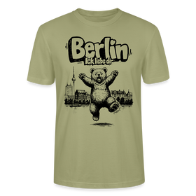 Berlin Souvenir-Unisex T-Shirt Bio-BERLIN ICK LIEBE DIR - Nebelgrün