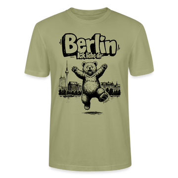 Berlin Souvenir-Unisex T-Shirt Bio-BERLIN ICK LIEBE DIR - Nebelgrün