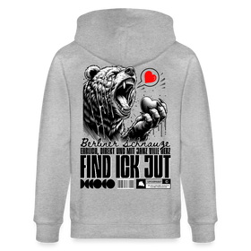 Berlin Souvenir-FIND ICK JUT-Unisex Bio-Kapuzenjacke - Grau meliert