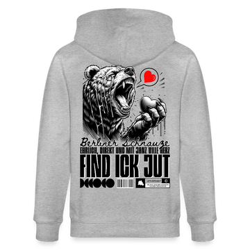 Berlin Souvenir-FIND ICK JUT-Unisex Bio-Kapuzenjacke - Grau meliert