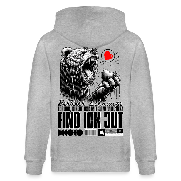 Berlin Souvenir-FIND ICK JUT-Unisex Bio-Kapuzenjacke - Grau meliert