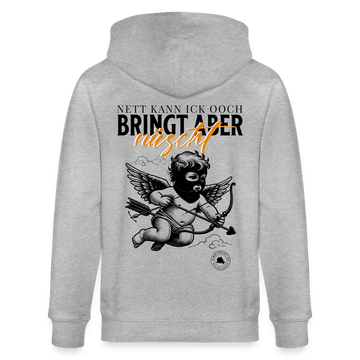 NETT KANN ICK-Unisex Bio-Kapuzenjacke - Grau meliert