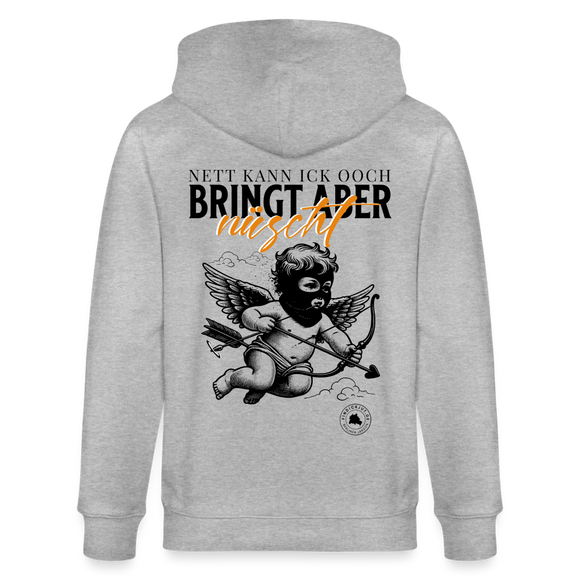 NETT KANN ICK-Unisex Bio-Kapuzenjacke - Grau meliert