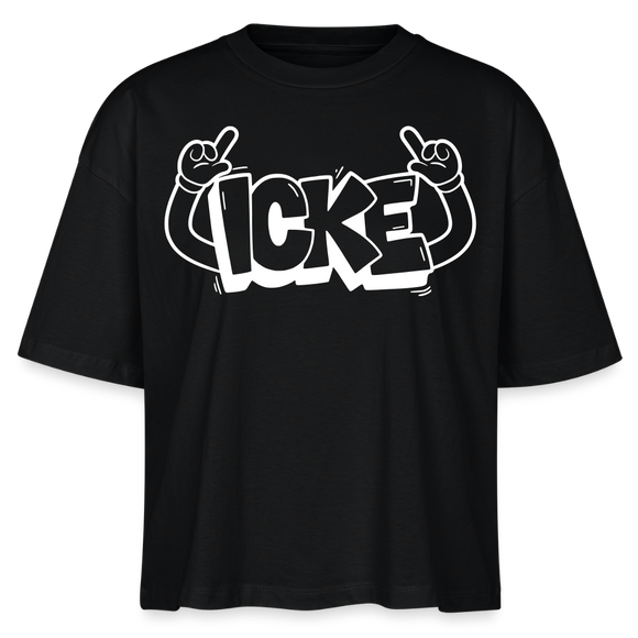 ICKE-Frauen Boxy Bio-T-Shirt - Schwarz