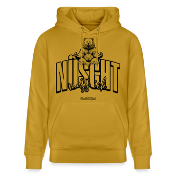 NÜSCHT MUSS ICK 2025-Unisex Bio-Hoodie mit Berliner Schnauze - Ocker
