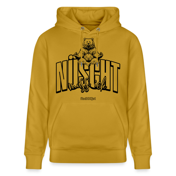 NÜSCHT MUSS ICK 2025-Unisex Bio-Hoodie mit Berliner Schnauze - Ocker