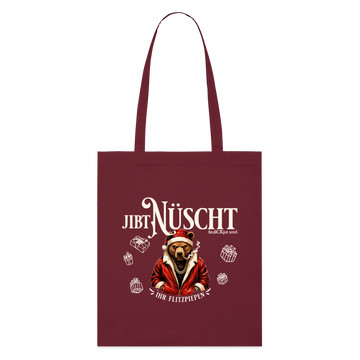 JIBT NÜSCHT IHR FLITZPIEPEN- Bio-Stoffbeutel-WEihnachten mit Berliner Bär - Burgunderrot