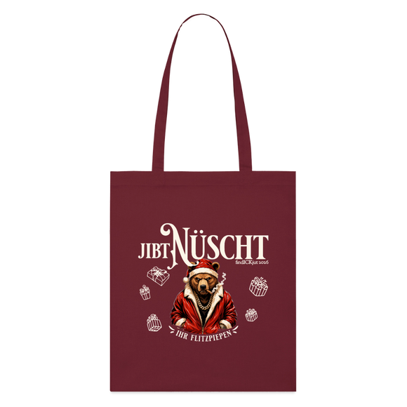 JIBT NÜSCHT IHR FLITZPIEPEN- Bio-Stoffbeutel-WEihnachten mit Berliner Bär - Burgunderrot