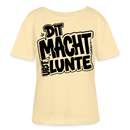 Berliner Ostalgie Shirt-schwarzer Frontprint im Comic-stil-'DIT MACHT URST LUNTE'-Rundhals Frauen Bio-T-Shirt - Creme