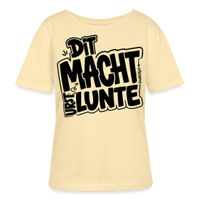 Berliner Ostalgie Shirt-schwarzer Frontprint im Comic-stil-'DIT MACHT URST LUNTE'-Rundhals Frauen Bio-T-Shirt - Creme