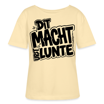 Berliner Ostalgie Shirt-schwarzer Frontprint im Comic-stil-'DIT MACHT URST LUNTE'-Rundhals Frauen Bio-T-Shirt - Creme