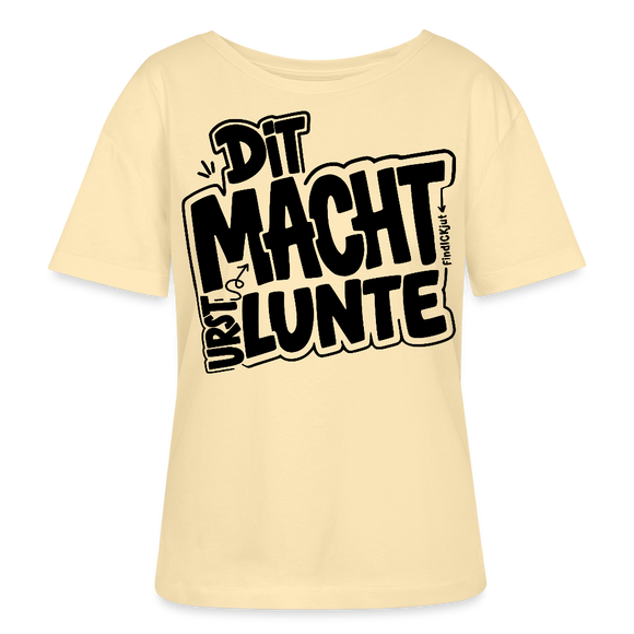 Berliner Ostalgie Shirt-schwarzer Frontprint im Comic-stil-'DIT MACHT URST LUNTE'-Rundhals Frauen Bio-T-Shirt - Creme