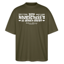 Berliner Spruch des Lobes-NICH ANJESCHISSN-Oversized Unisex Bio T-Shirt - Khaki