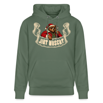 Weihnachten mit Berliner Schnauze-JIBT NÜSCHT-Unisex Bio-Hoodie - Tanngrün