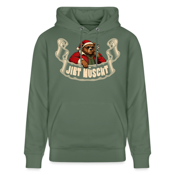 Weihnachten mit Berliner Schnauze-JIBT NÜSCHT-Unisex Bio-Hoodie - Tanngrün