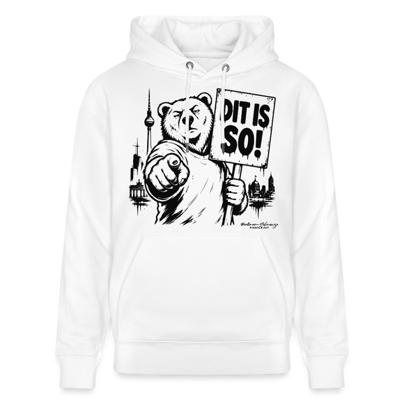 Berlin Souvenir Hoodie -DIT IS SO! – Unisex Bio-Hoodie mit Berliner Bär - Weiß