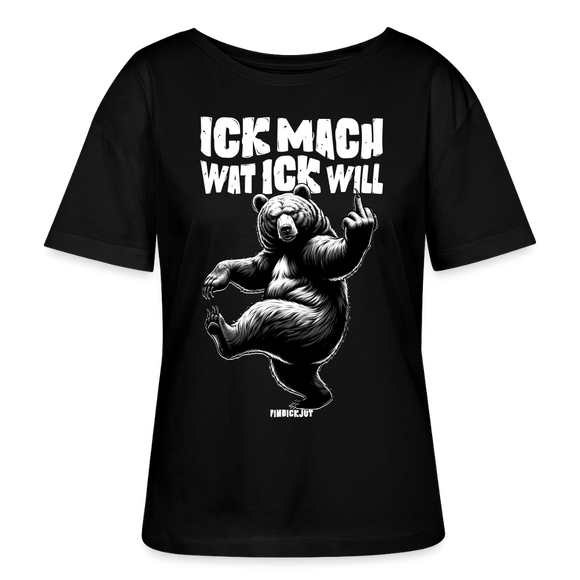 ICK MACH WAT ICK WILL-Rundhals Frauen Bio-T-Shirt|BERLINER SCHNAUZE - Schwarz